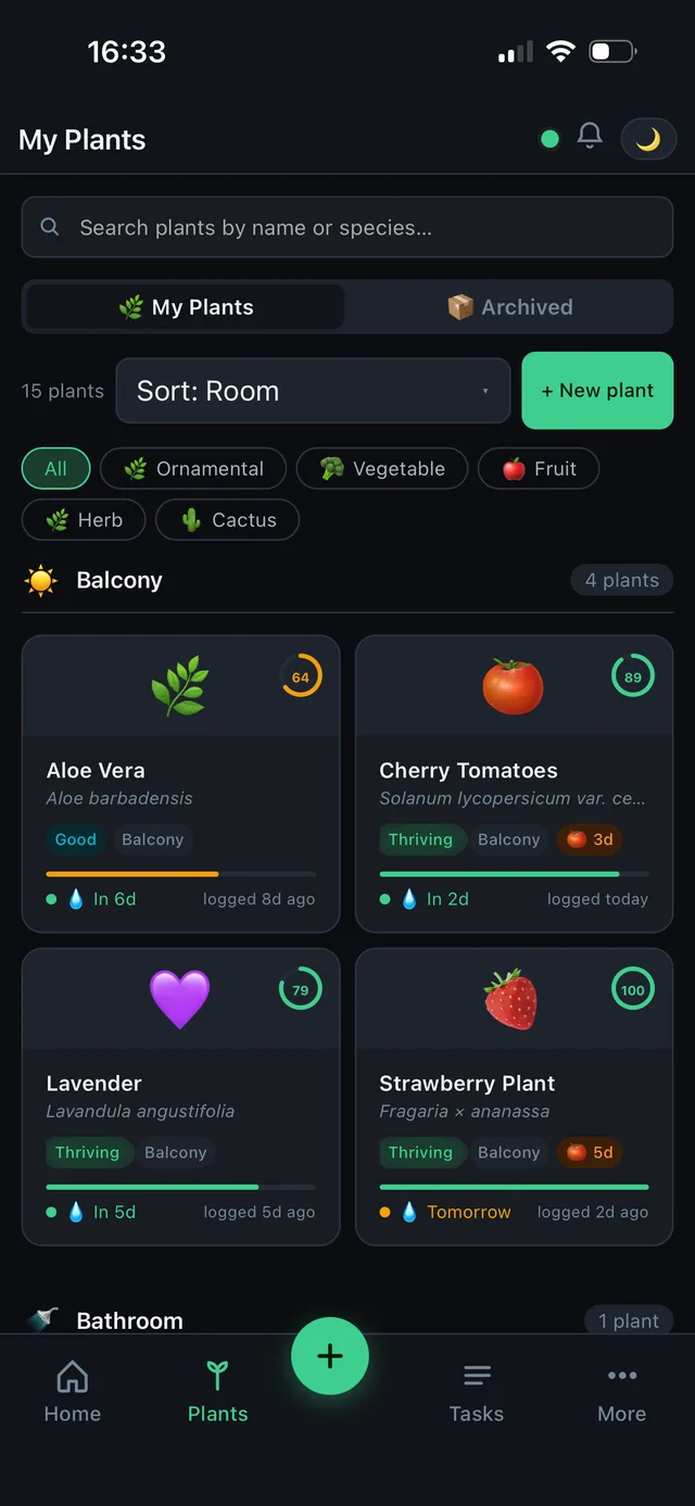Plants — organised by the spaces they live in