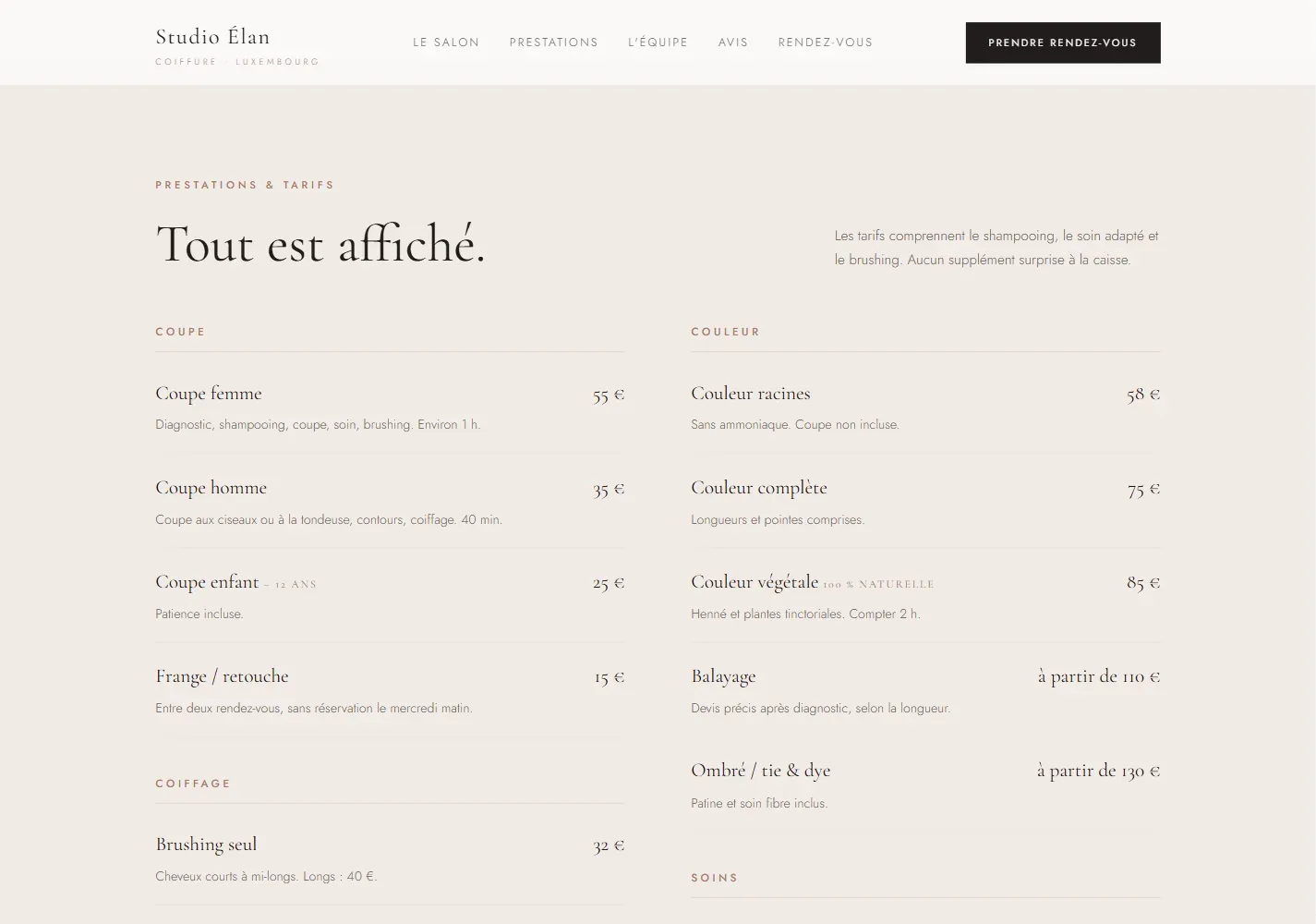Studio Élan — Hair & beauty